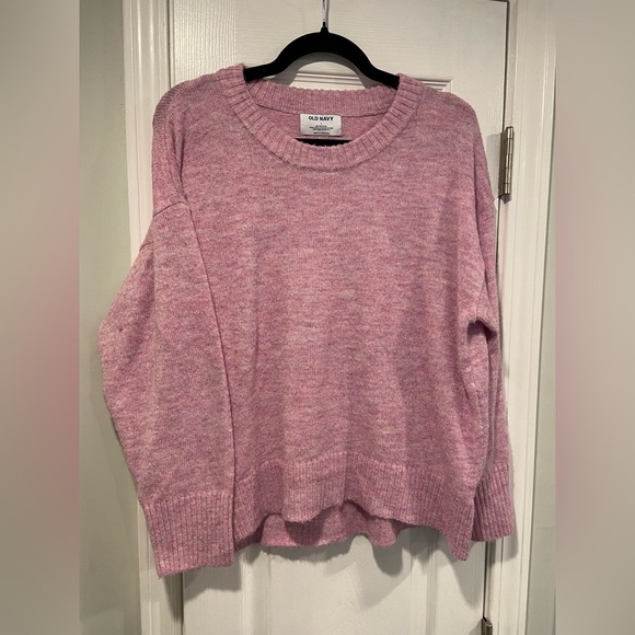 Old Navy Size L Pink Oversized Long Sleeve Crew Neck Pullover Knit Sweater - Picture 1 of 11